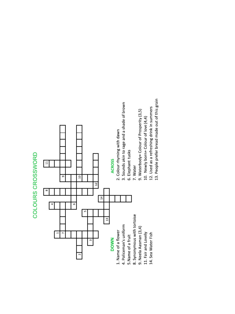 Colors Crossword PDF