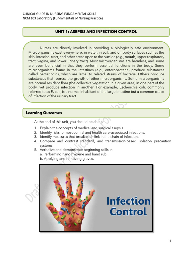 Unit 1 Asepsis and Infection Control | PDF