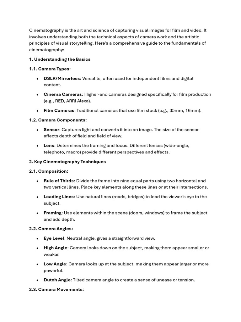 Cinematography | PDF