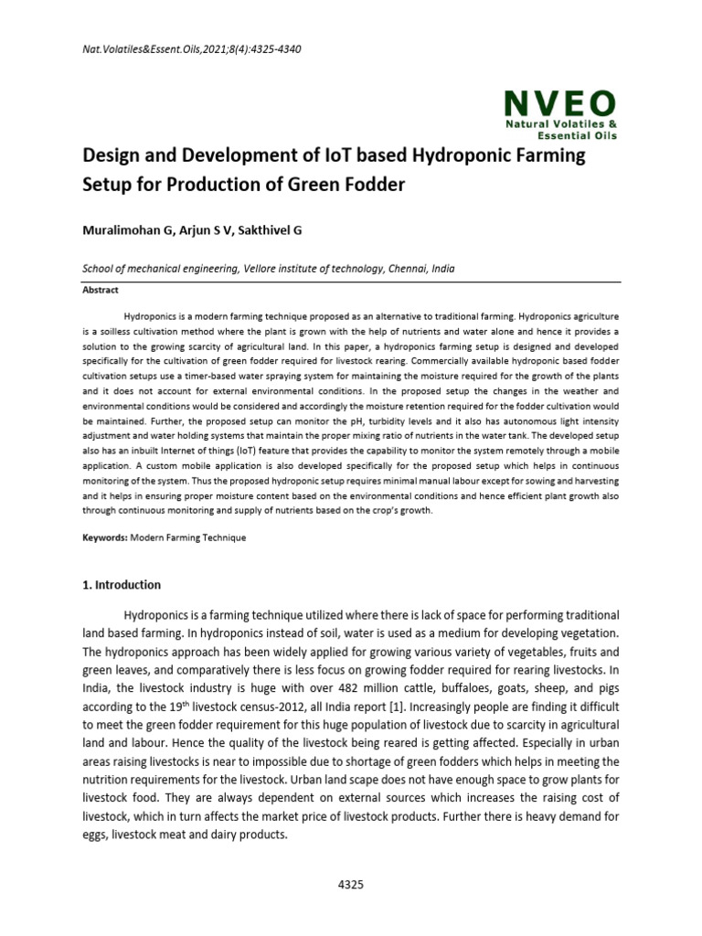 Design and Development of Iot Based Hydroponic Farming Setup For ...