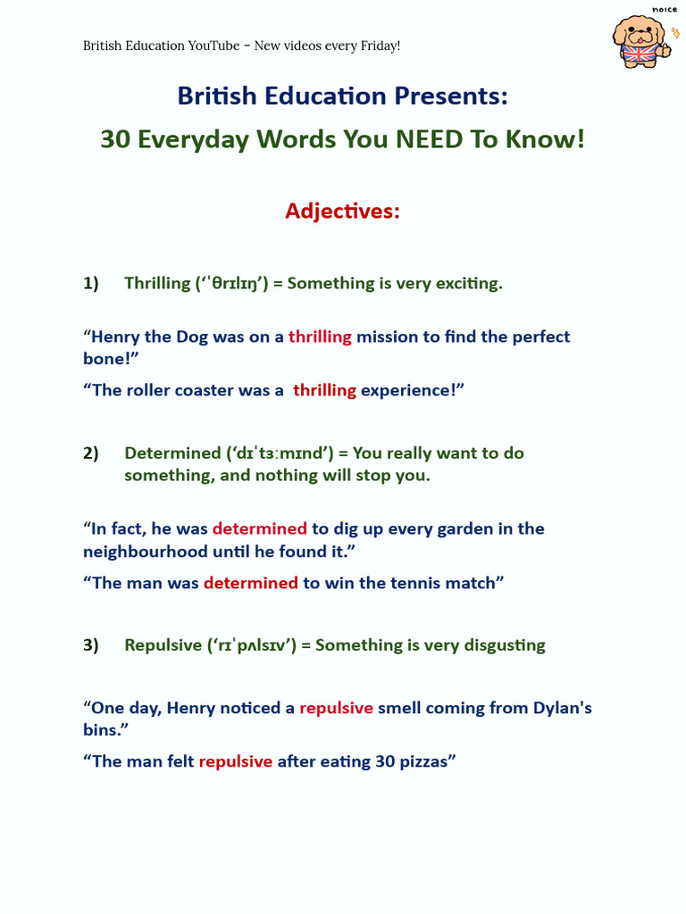 30 Everyday Words You Need To Know! PDF | PDF