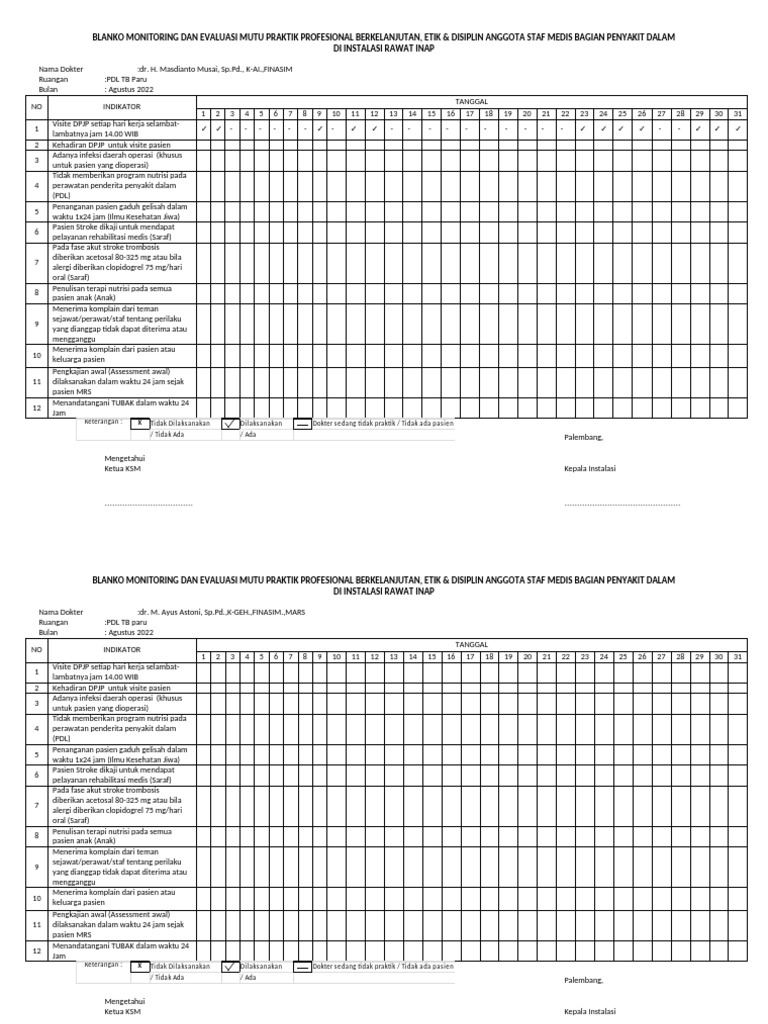 BLANKO MONITORING OPPE TB Paru Agustus22 | PDF