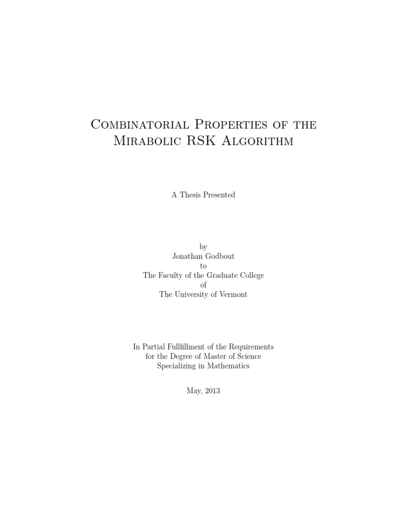 Jonathan Godbout - Combinatorial Properties of The Mirabolic RSK ...