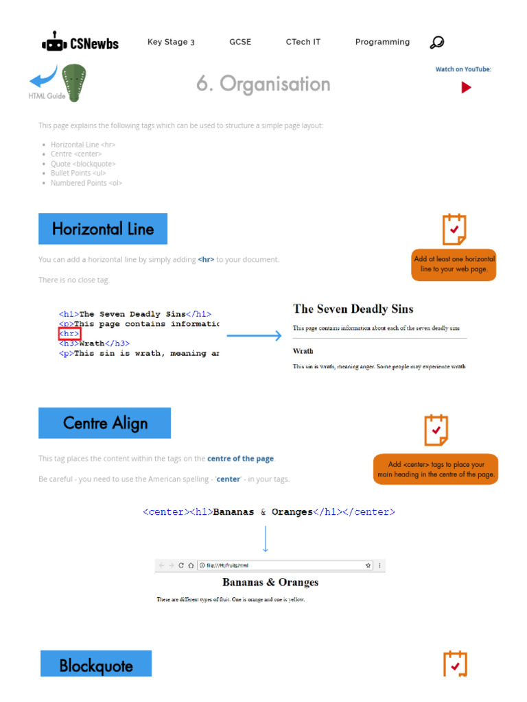HTML Guide 6 - Organisation _ CSNewbs | PDF