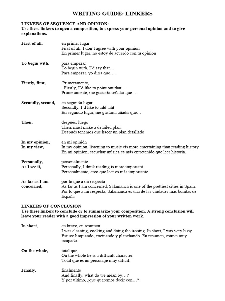 Writing Guide-Linkers | PDF