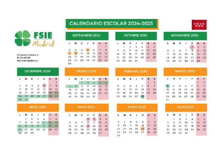 Calendario Escolar 2025 2026 Madrid 