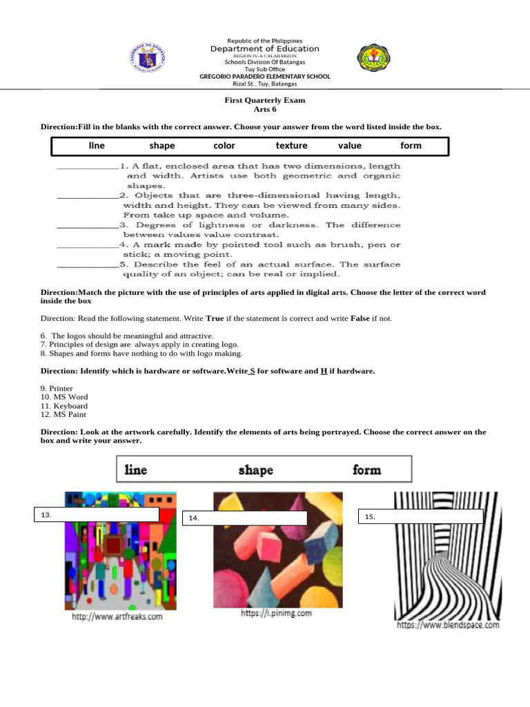 Summative Test Arts 1 1 Pdf