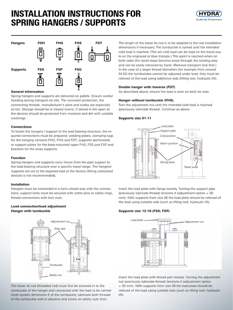 Installation Instructions For Spring Hangers and Supports | PDF