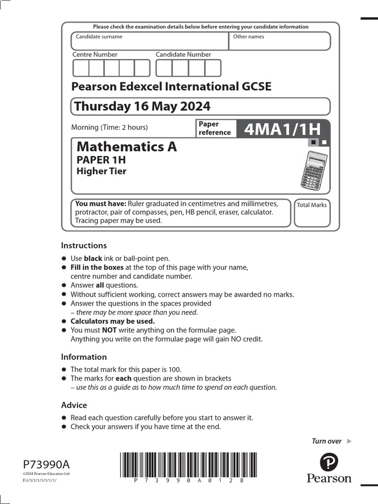 January 2020 1h Igcse Mathematics Exam