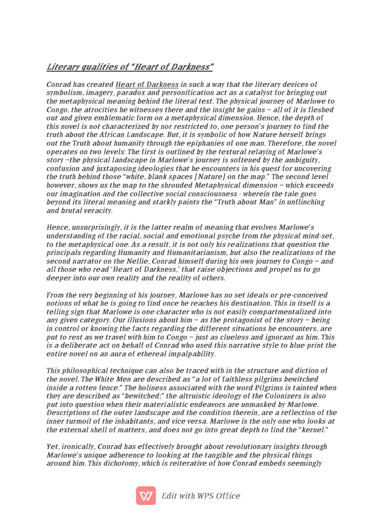 Literary Qualities of Heart of Darkness | PDF