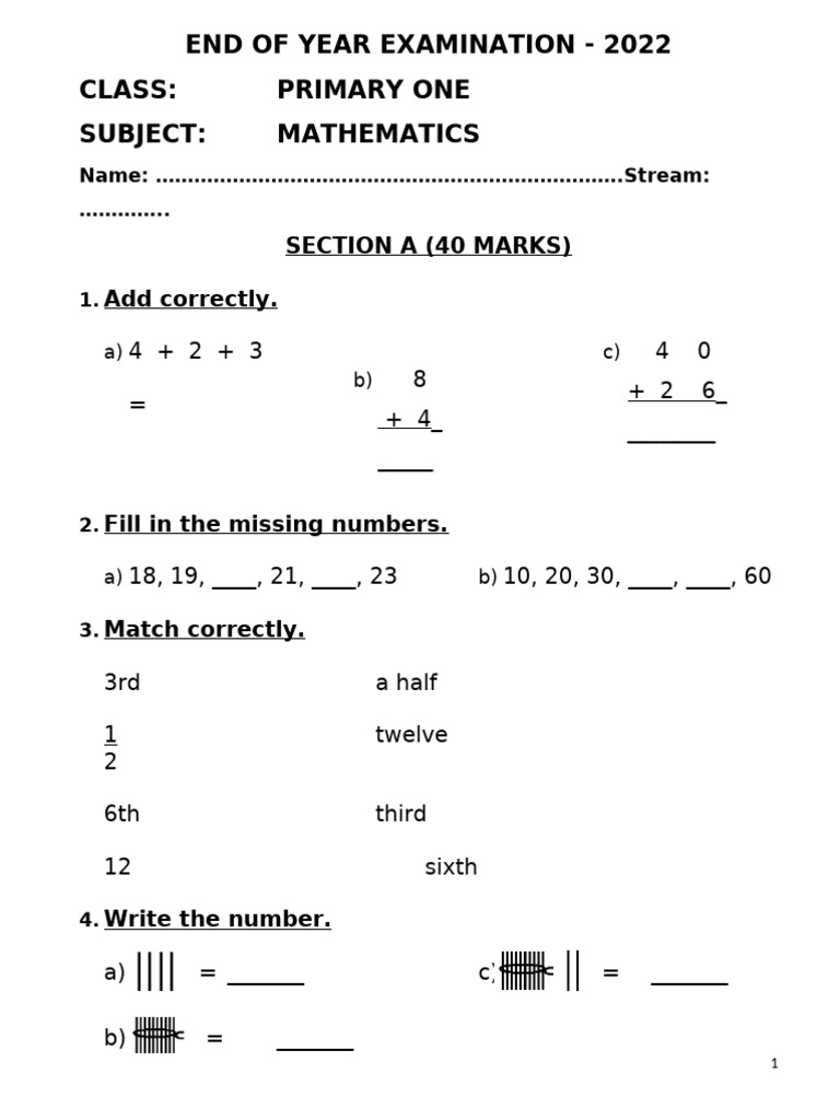 P 1 Maths Pdf