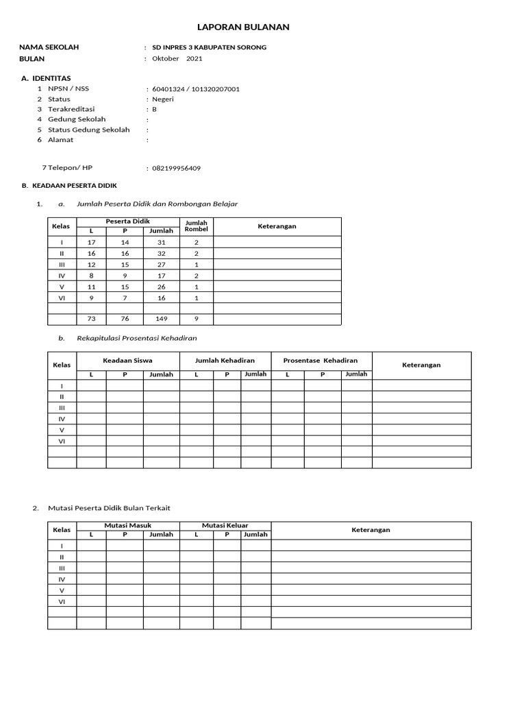 Format Laporan Bulanan | PDF