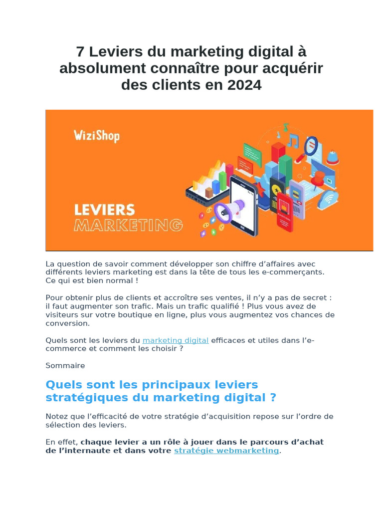 7 Leviers Du Marketing Digital À Absolument Connaître Pour Acquérir Des — free download