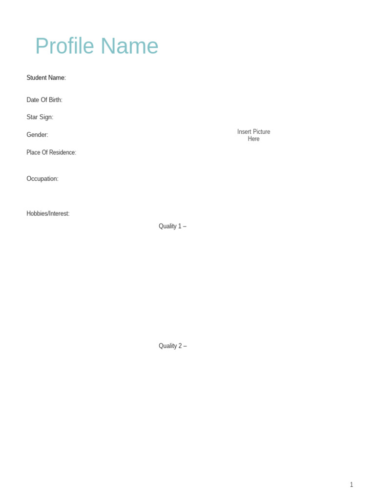 Dating Profile Template for Students | PDF