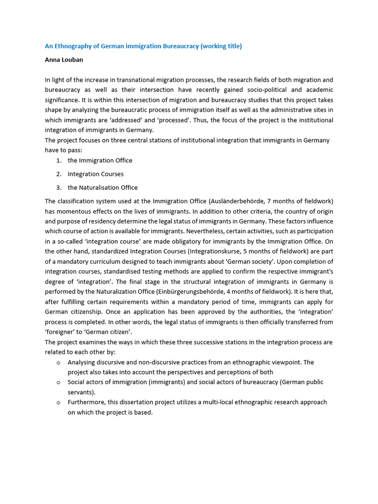 Ethnography of German Immigration Bureaucracy | PDF | Ethnography ...