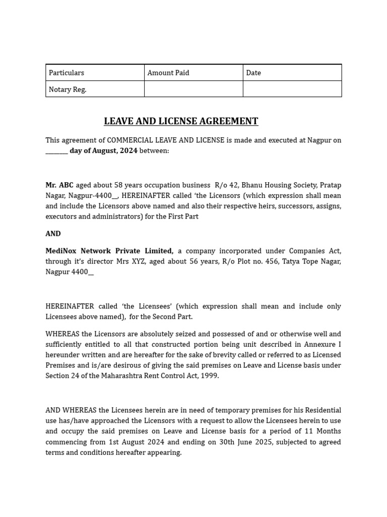 Commercial rent agreement docx pdf