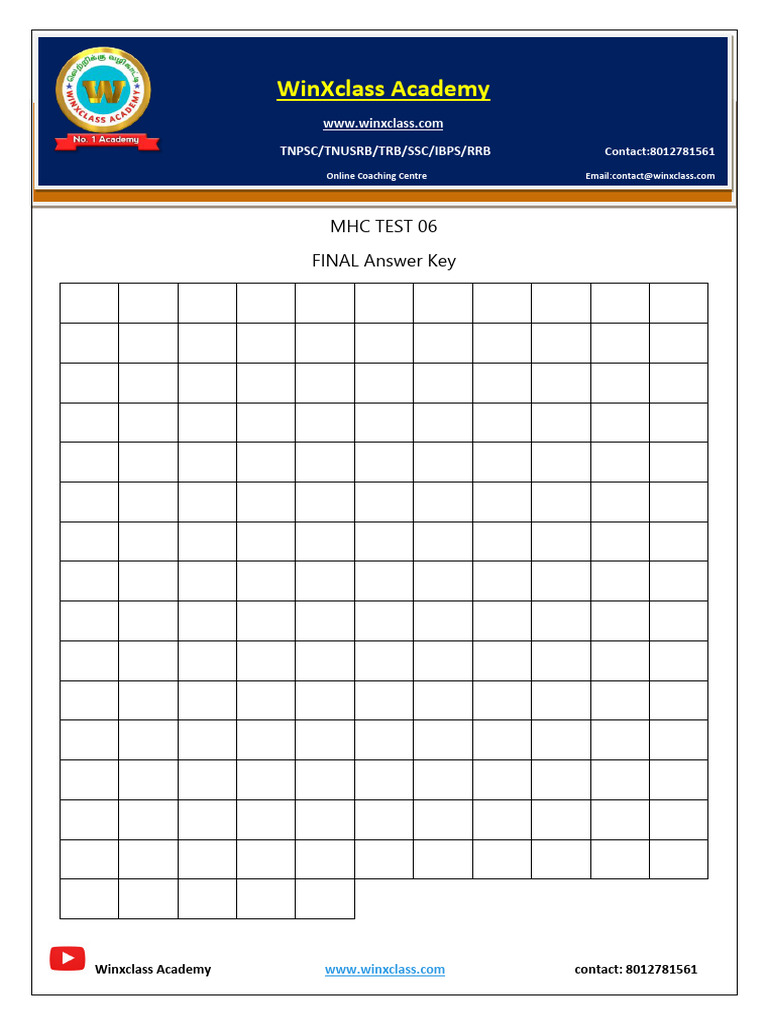 6 Test 6 Final Answer Key | PDF