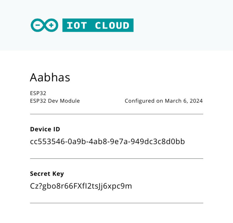 Arduino Device Secret Key | PDF