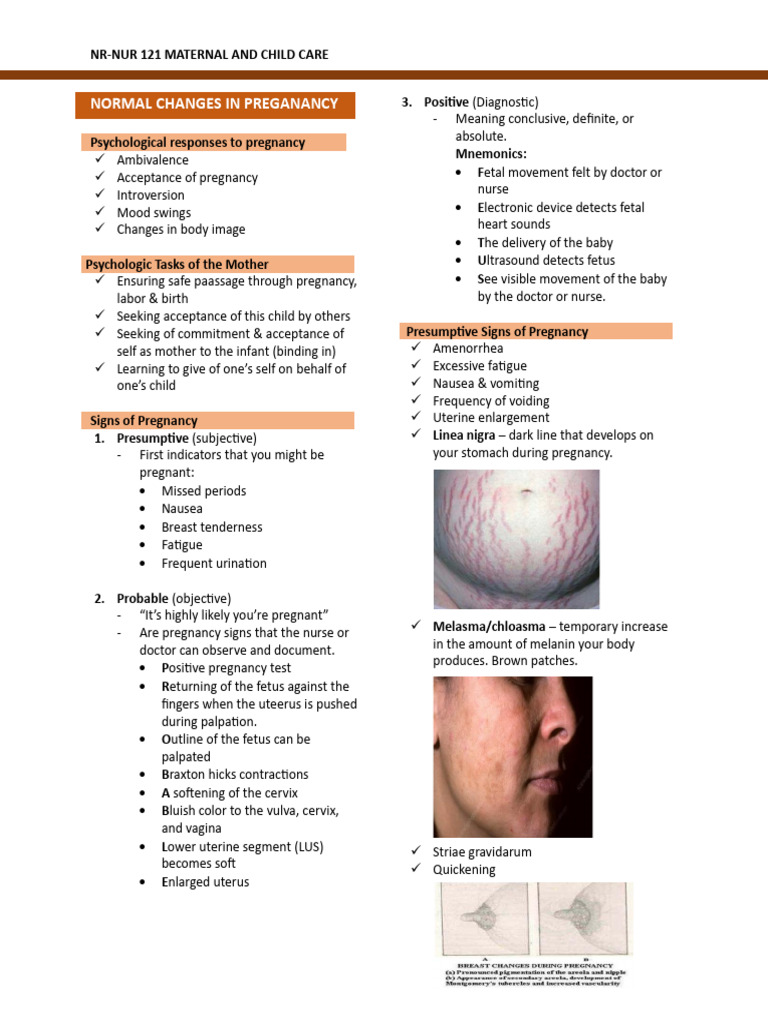 Normal Changes in Pregnancy | PDF