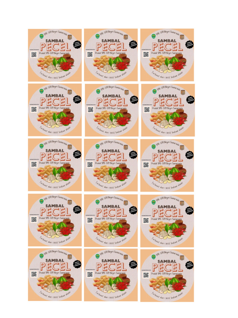 Label Sambal Pecel | PDF