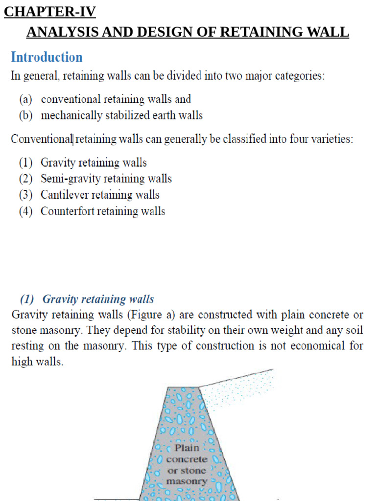 Chapter-Iv-Design of Retaining Wall | PDF
