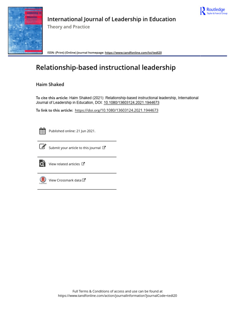 Relationship-Based Instructional Leadership: International Journal of ...