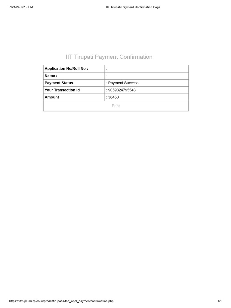 Iit tirupati payment confirmation page pdf