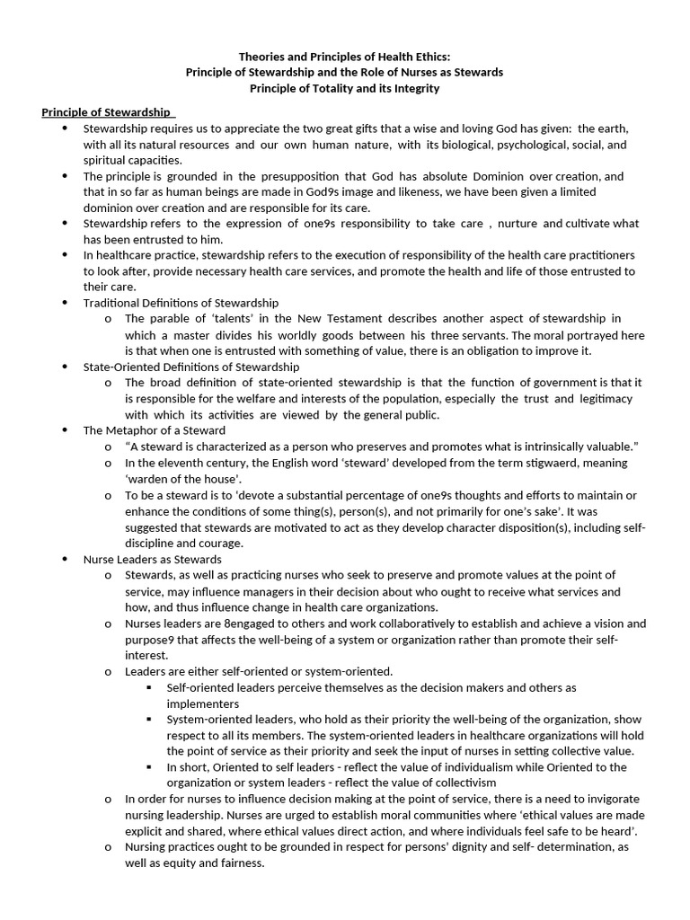 Health Ethics: Nursing Stewardship Principles | PDF | Organ Donation ...