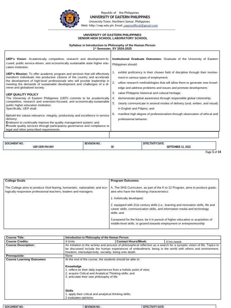 Syllabus for intro to philosophy pdf