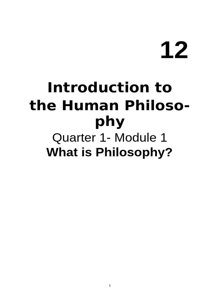 Module 1 INTRODUCTION TO PHILOSOPHY OF THEHUMAN PERSON | PDF