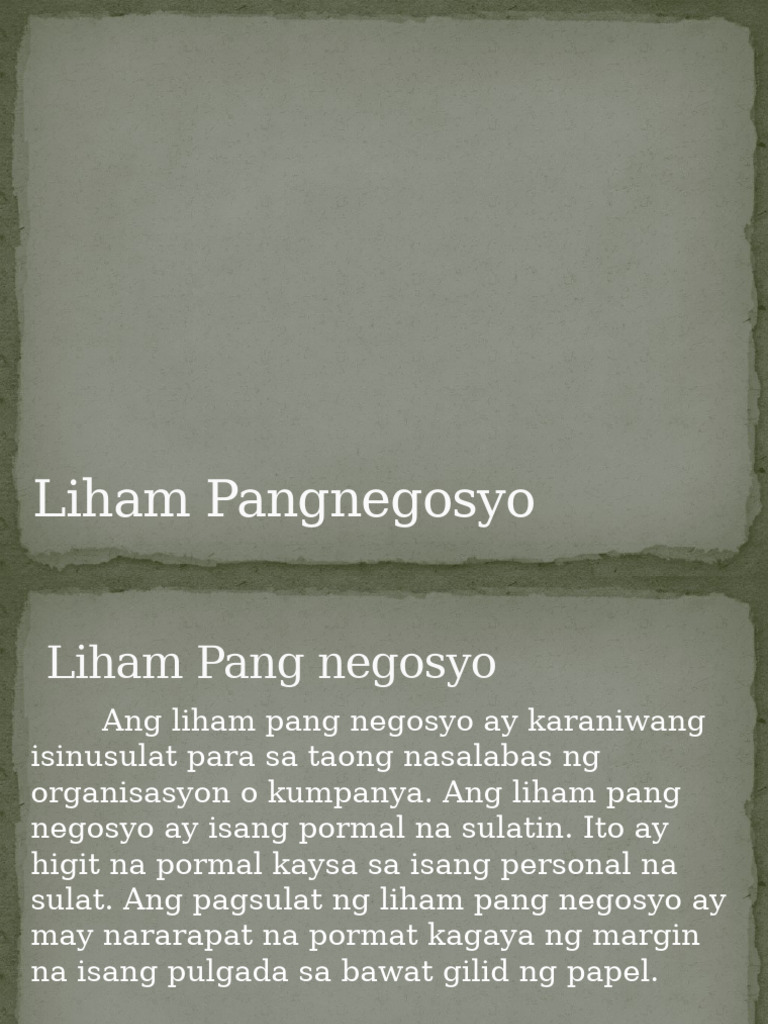 LIHAM PANGNEGOSYO Leksyon | PDF