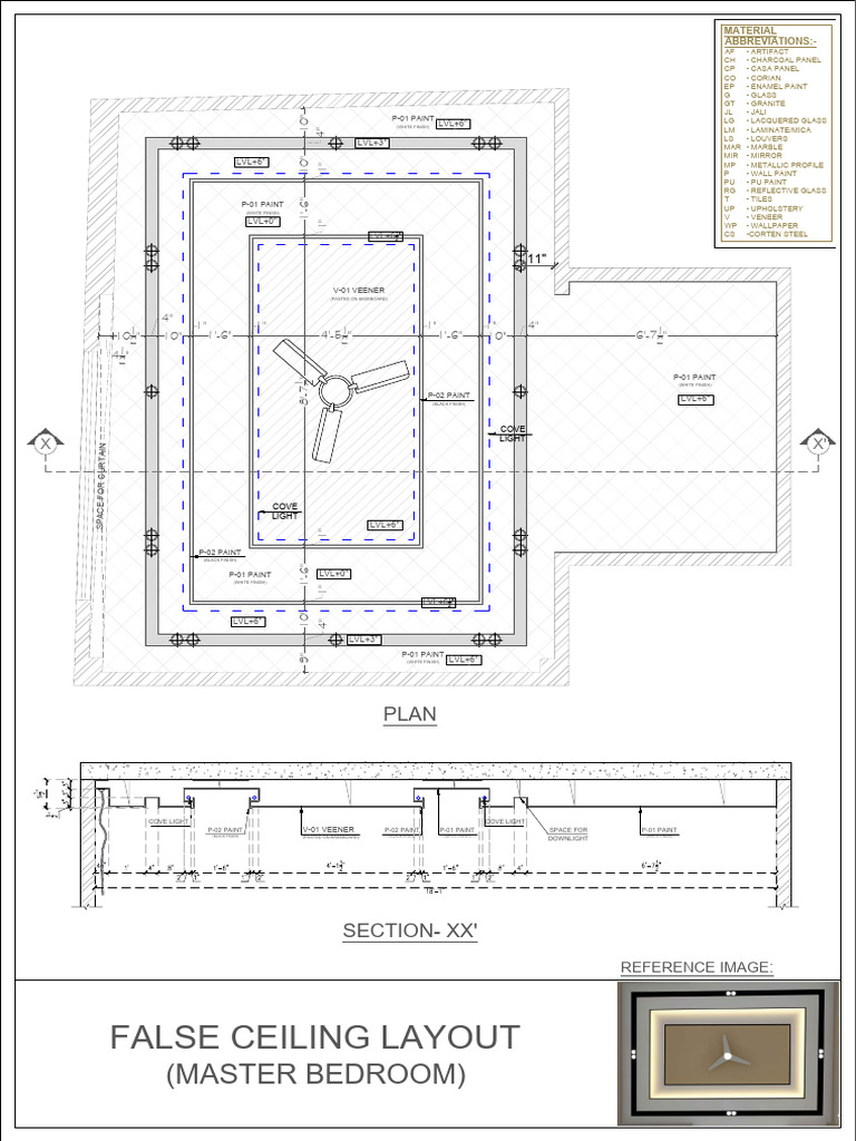 M.bedroom False Ceiling Layout | PDF