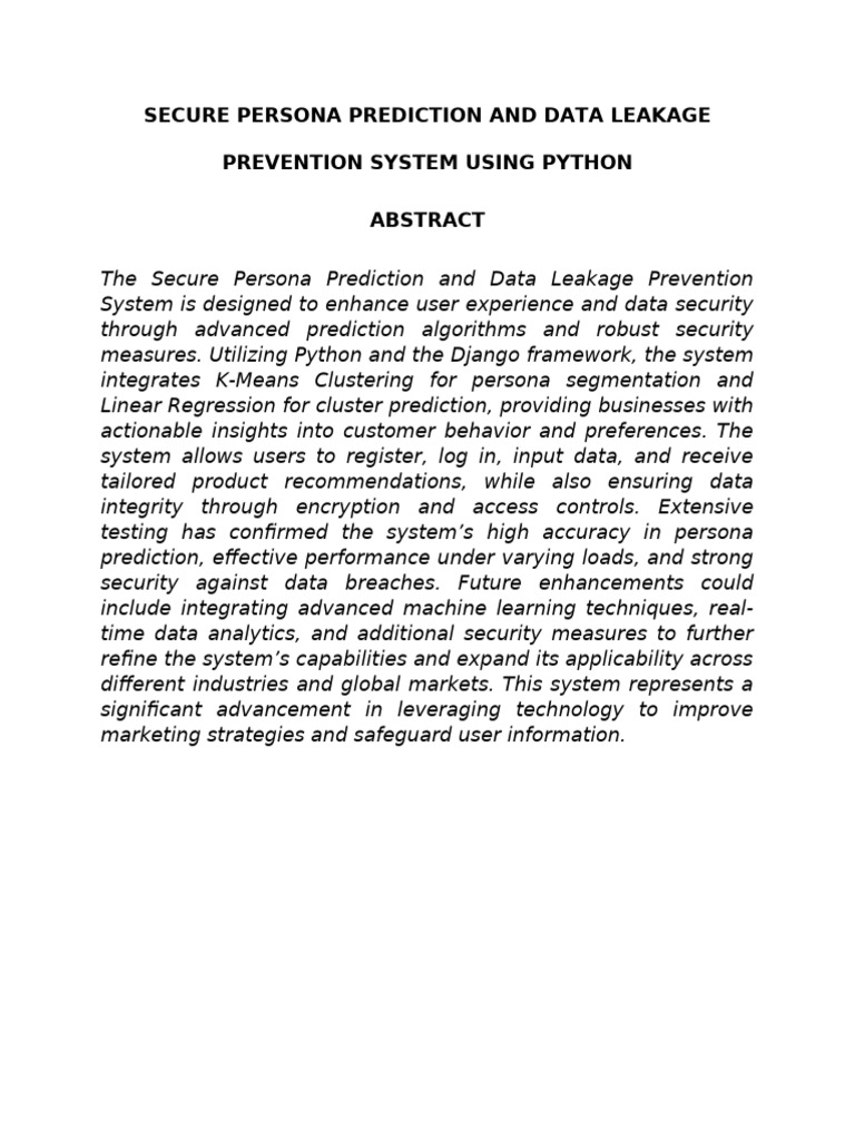 Secure Persona Prediction and Data Leakage Prevention System Using ...