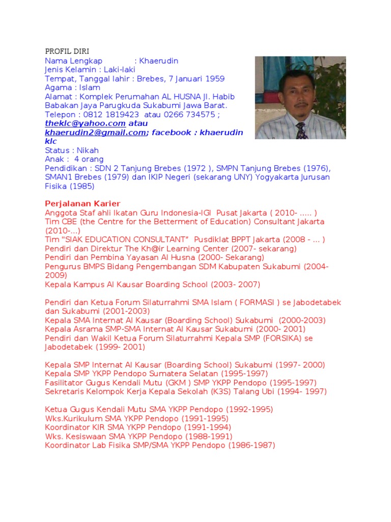 Contoh Biografi Contoh Biografi Guru