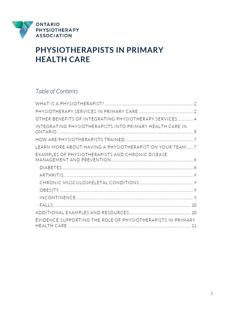 Physiotherapy's Role in Primary Care | PDF | Physical Therapy | Health Care