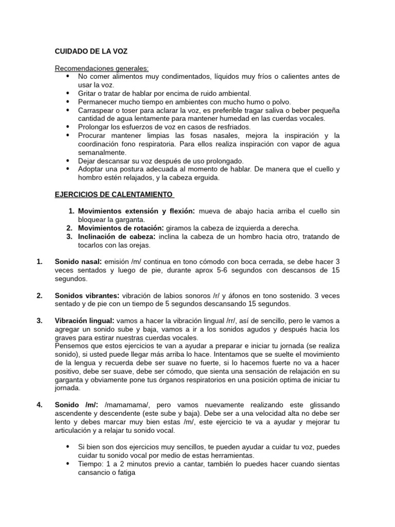 Cuidado de La Voz | PDF