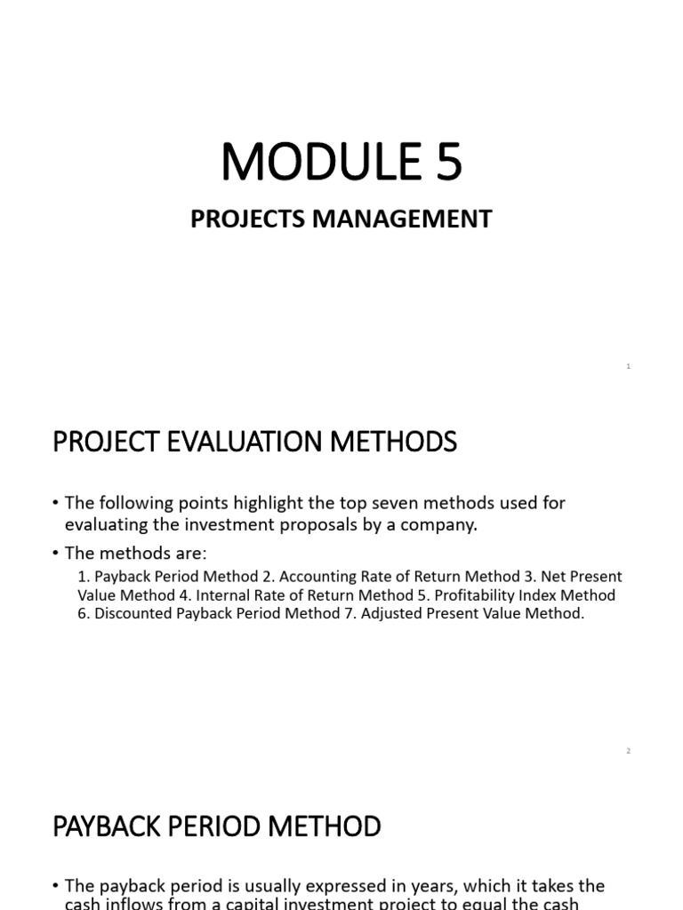 EEE512 Module 5 Project Evaluation Methods | PDF | Net Present Value ...