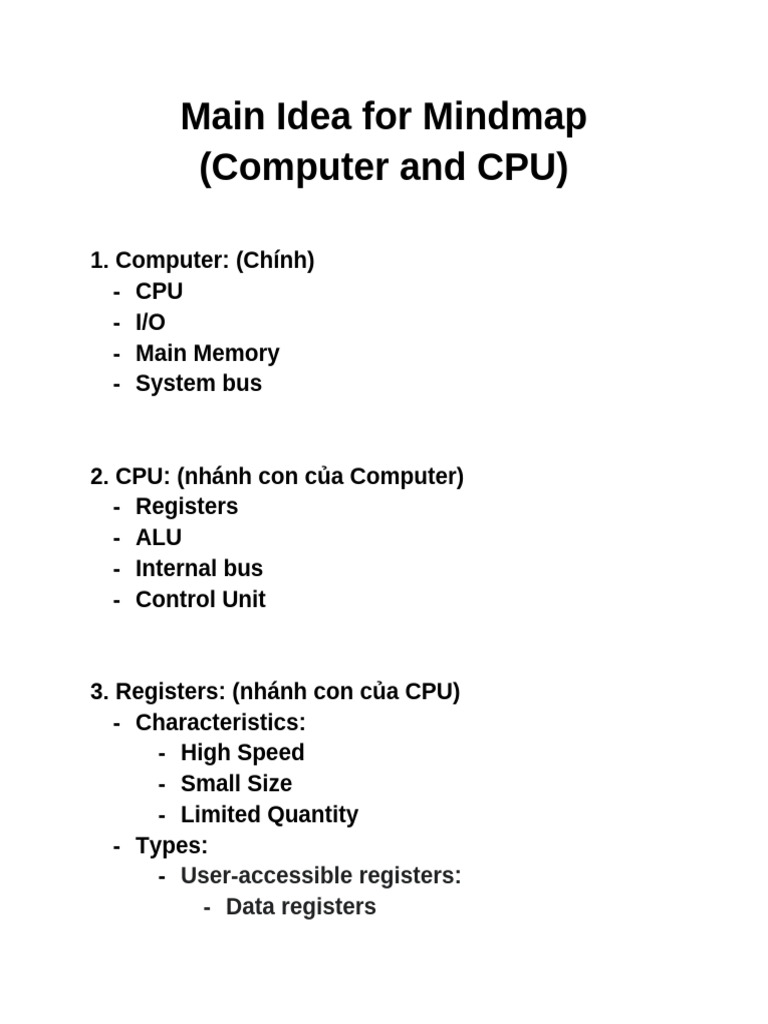 Main Idea For Mindmap (Computer and CPU) | PDF