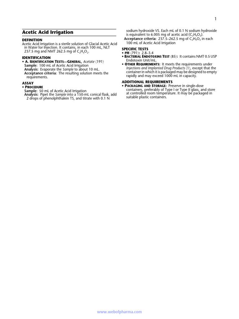 Acetic Acid Irrigation Pdf