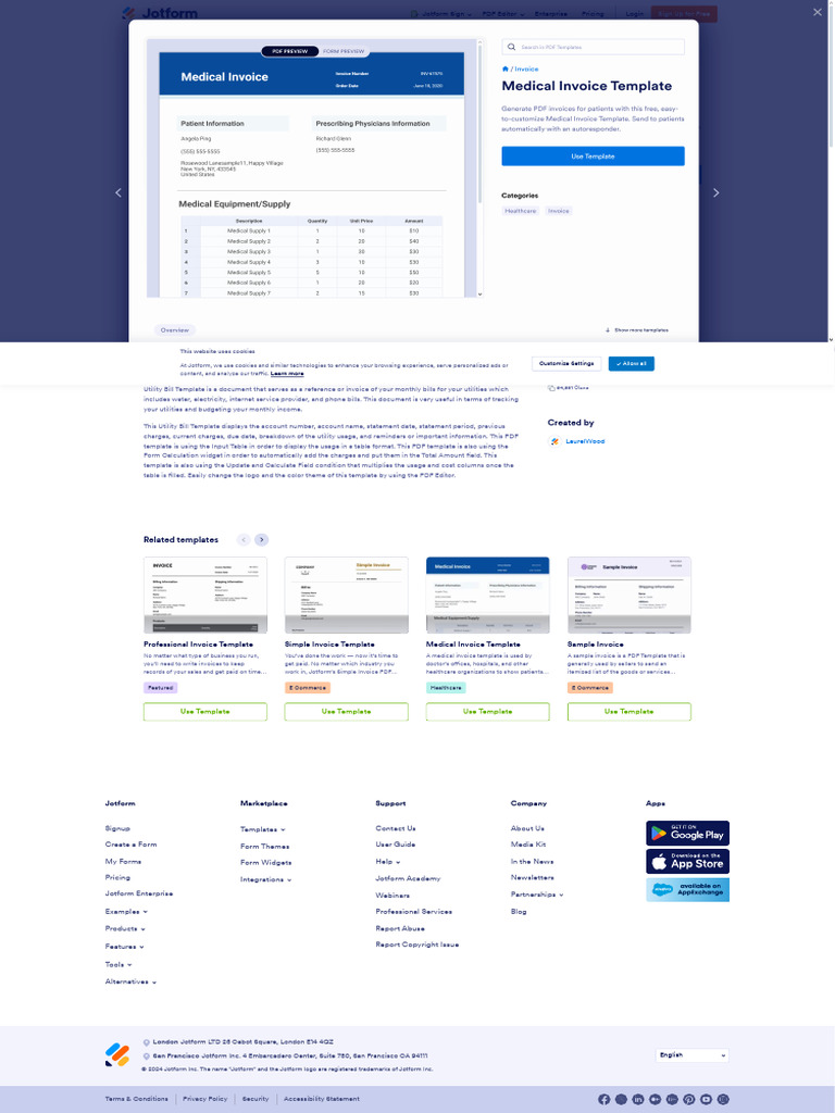 Medical Invoice Template - PDF Templates - Jotform | PDF | Invoice ...