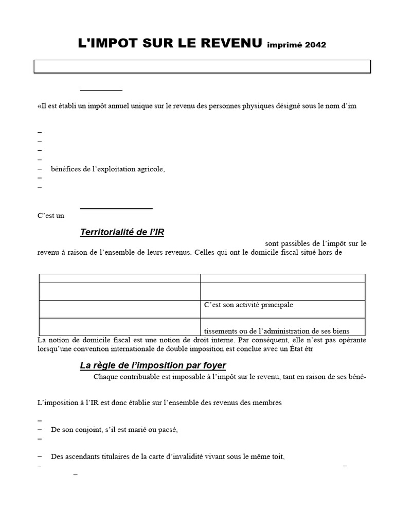 Impôt sur le Revenu : Définition et Calcul | PDF | Impôt sur le revenu ...