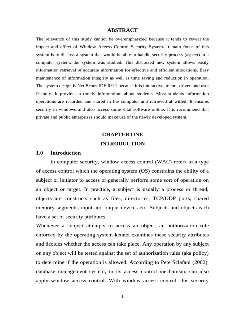 Windows Access Control System Its Design And Implementation