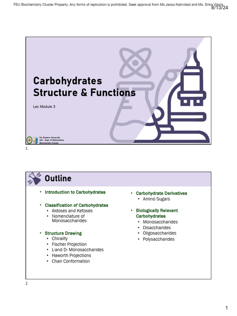 03 Carbohydrates Structure and Functions | PDF | Carbohydrates ...