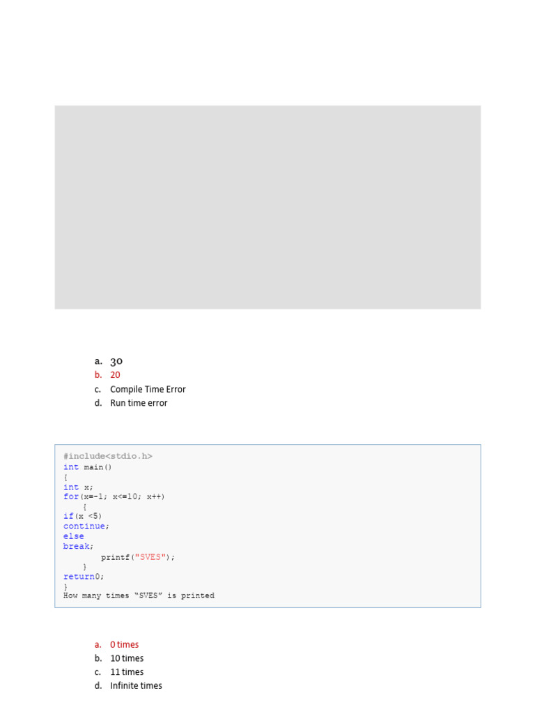 # Include : C. Compile Time Error D. Run Time Error | PDF