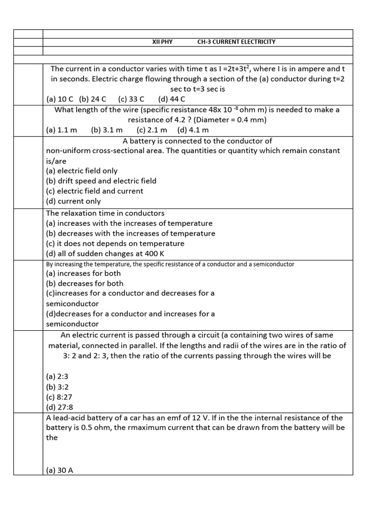 Class xii ch 3 current electricity competency based test items