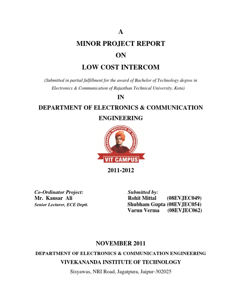 Low Cost Intercom Project Report | PDF
