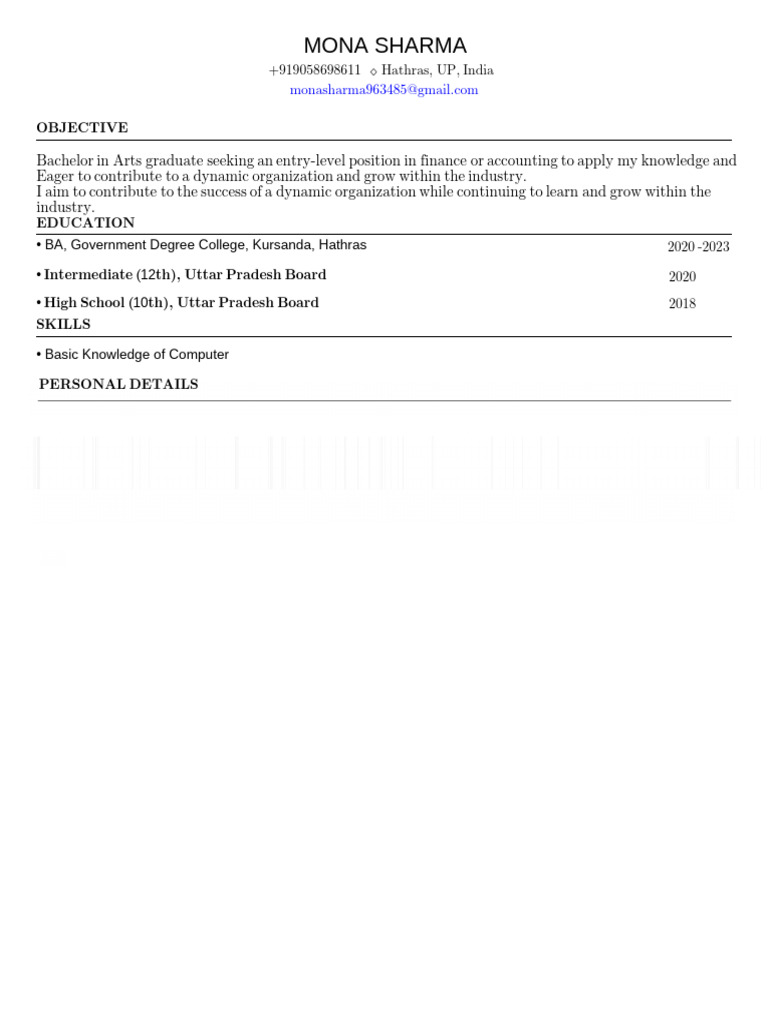 Mona Resume | PDF