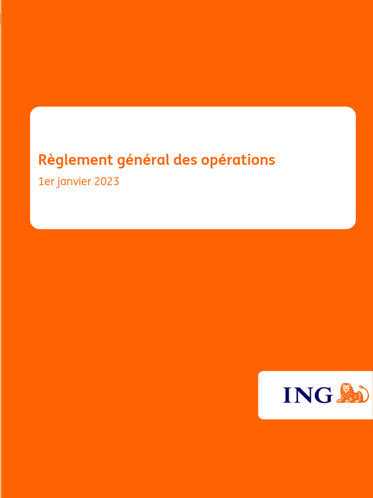Règlement Général des Opérations ING | PDF | Banking