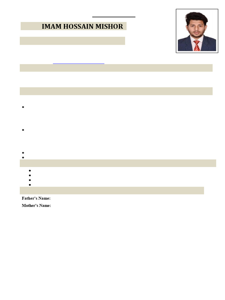 Imam Hossain Mishor CV and Skills | PDF | Employment | Business