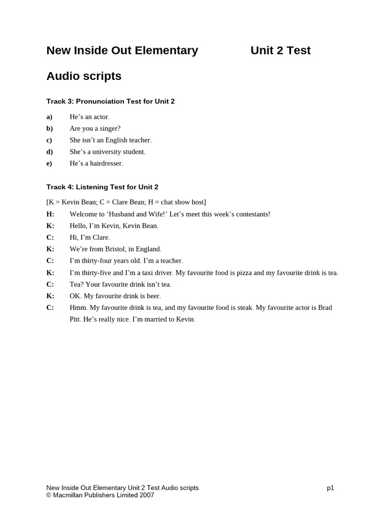 Unit 2 Test Audio Scripts | PDF | Art